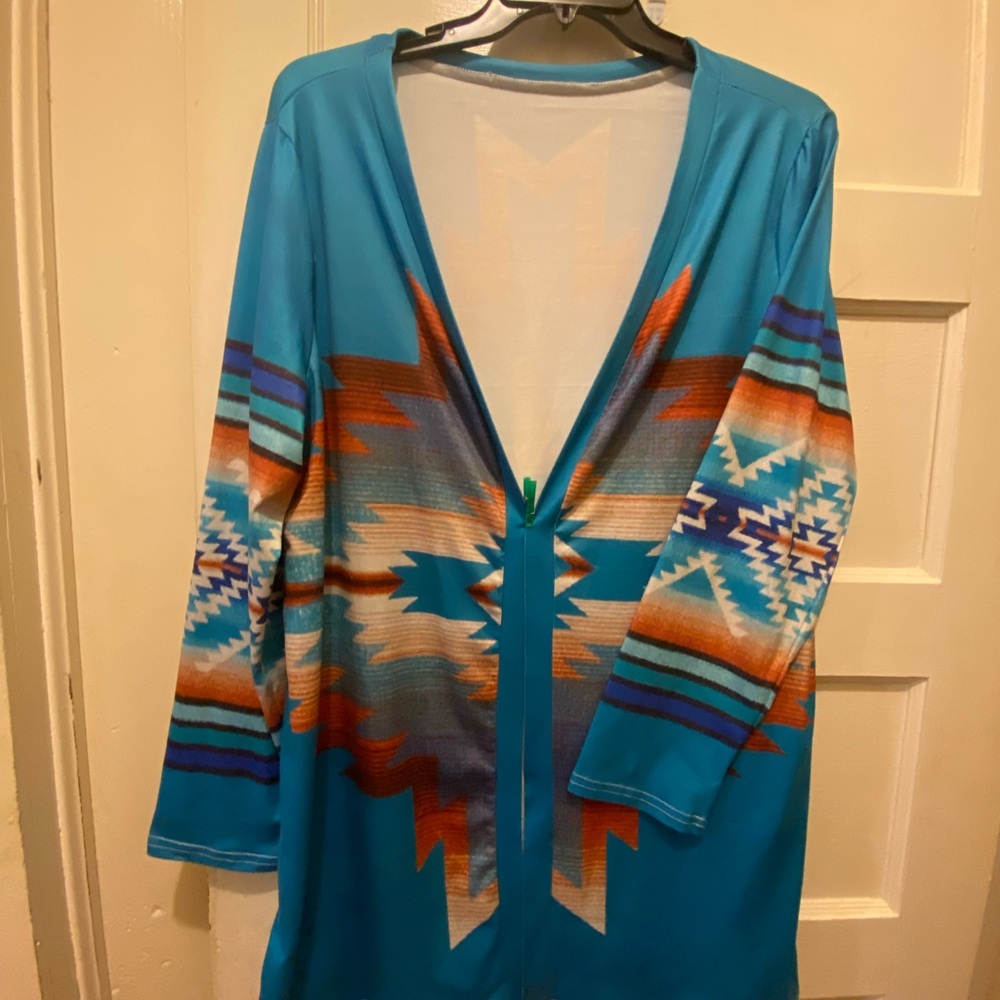 Vibrant Southwestern Patterned Tunic Open Front